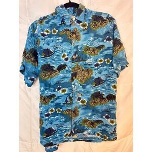 Bugle Boy Authentics Mens Aloha Tropical Hawaiian Shirt XL Rayon Button Up‎